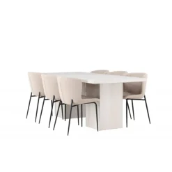 Spisebordssæt Olga med Spisebordsstole Modesto - Beige og Hvid