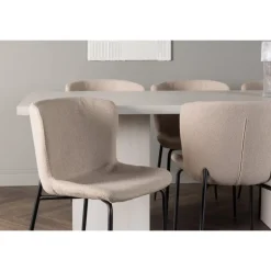 Spisebordssæt Olga med Spisebordsstole Modesto - Beige og Hvid