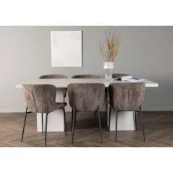 Spisebordssæt Olga med Spisebordsstole Modesto - Mørkegrå og Hvid