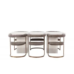 Spisebordssæt Olga med Spisebordsstole Morning - Brun og Hvid