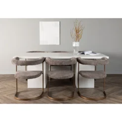 Spisebordssæt Olga med Spisebordsstole Morning - Brun og Hvid