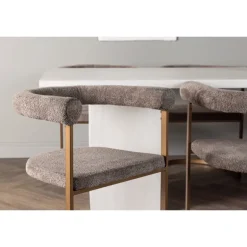 Spisebordssæt Olga med Spisebordsstole Morning - Brun og Hvid