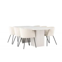 Spisebordssæt Olga med Spisebordsstole Berit - Beige og Hvid