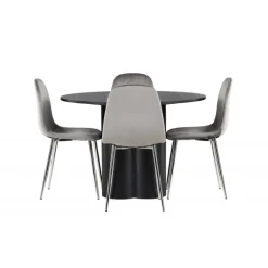 Spisebordssæt Olivia med Eva stole - Sort og Lysegrå