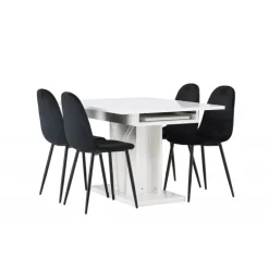 Spisebordssæt Pluto med Spisebordsstole Polar - Sort og Hvid