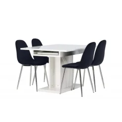 Spisebordssæt Pluto med Spisebordsstole Polar - Sort og Hvid