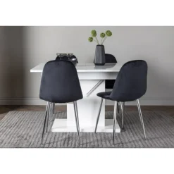 Spisebordssæt Pluto med Spisebordsstole Polar - Sort og Hvid