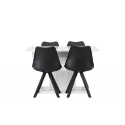 Spisebordssæt Pluto med Spisebordsstole Zeno - Sort og Hvid