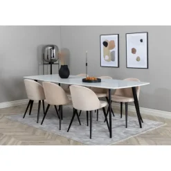 Spisebordssæt Polar med Spisebordsstole i Velour