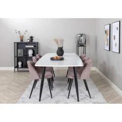 Spisebordssæt Polar med Spisebordsstole i fløjl