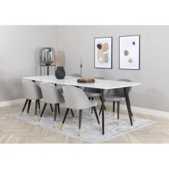 Spisebordssæt Polar spisebord 240 x 100 med 6 x Spisebordsstole i velour