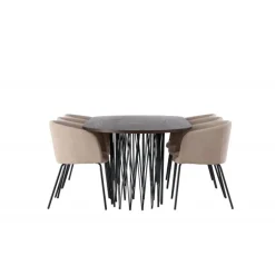 Spisebordssæt Sten med Berit Spisebordsstole - Beige og Mocca