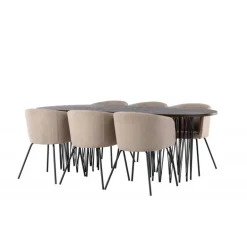 Spisebordssæt Sten med Berit Spisebordsstole - Beige og Mocca