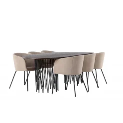 Spisebordssæt Sten med Berit Spisebordsstole - Beige og Mocca