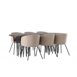 Spisebordssæt Sten med Berit Spisebordsstole - Beige og Mocca