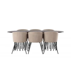 Spisebordssæt Sten med Berit Spisebordsstole - Beige og Mocca