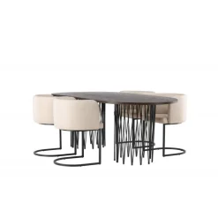 Spisebordssæt Sten med Simrishamn stole - Beige og Mocca