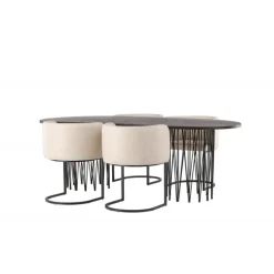 Spisebordssæt Sten med Simrishamn stole - Beige og Mocca