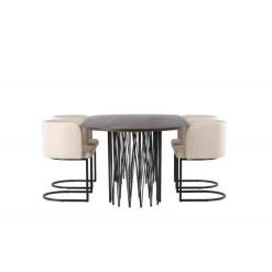 Spisebordssæt Sten med Simrishamn stole - Beige og Mocca