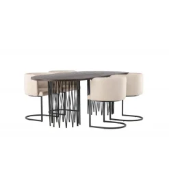 Spisebordssæt Sten med Simrishamn stole - Beige og Mocca