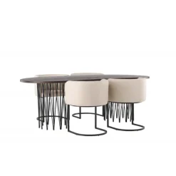 Spisebordssæt Sten med Simrishamn stole - Beige og Mocca