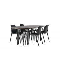 Spisebordssæt Stone med Baltimore stole - Sort og Mocca