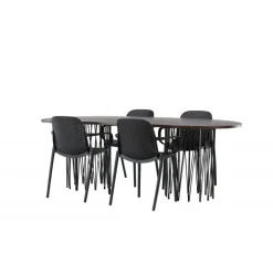 Spisebordssæt Stone med Baltimore stole - Sort og Mocca