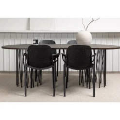 Spisebordssæt Stone med Baltimore stole - Sort og Mocca