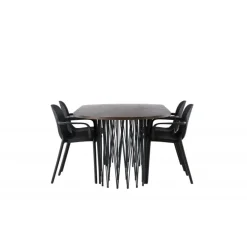 Spisebordssæt Stone med Baltimore stole - Sort og Mocca