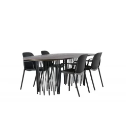 Spisebordssæt Stone med Baltimore stole - Sort og Mocca