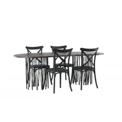 Spisebordssæt Stone med Crosett stole - Sort og Mocca