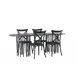 Spisebordssæt Stone med Crosett stole - Sort og Mocca