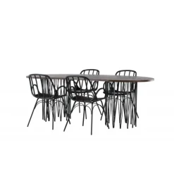 Spisebordssæt Stone med Dyron stole - Sort og Mocca