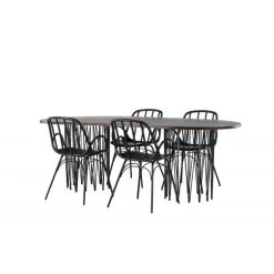 Spisebordssæt Stone med Dyron stole - Sort og Mocca