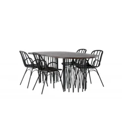 Spisebordssæt Stone med Dyron stole - Sort og Mocca