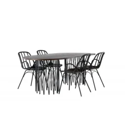 Spisebordssæt Stone med Dyron stole - Sort og Mocca