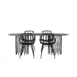 Spisebordssæt Stone med Dyron stole - Sort og Mocca