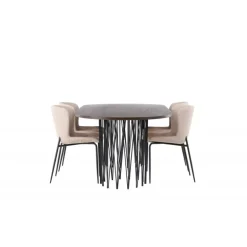 Spisebordssæt Stone med Modesto stole - Beige og Mocca