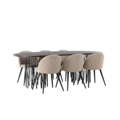 Spisebordssæt Stone med Spisebordsstole i Velvet - Beige og Mocca