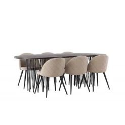 Spisebordssæt Stone med Spisebordsstole i Velvet - Beige og Mocca