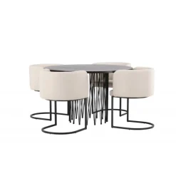 Spisebordssæt Stone med stole Simrishamn - Beige og Mocca