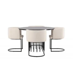 Spisebordssæt Stone med stole Simrishamn - Beige og Mocca