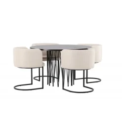 Spisebordssæt Stone med stole Simrishamn - Beige og Mocca