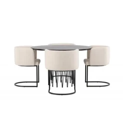Spisebordssæt Stone med stole Simrishamn - Beige og Mocca
