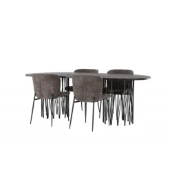 Spisebordssæt Stone med stole Modesto - Mørkegrå og Mocca
