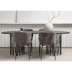 Spisebordssæt Stone med stole Modesto - Mørkegrå og Mocca