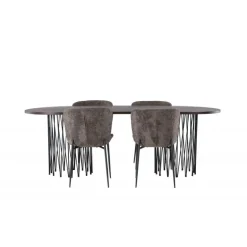 Spisebordssæt Stone med stole Modesto - Mørkegrå og Mocca