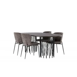 Spisebordssæt Stone med stole Modesto - Mørkegrå og Mocca