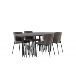 Spisebordssæt Stone med stole Modesto - Mørkegrå og Mocca