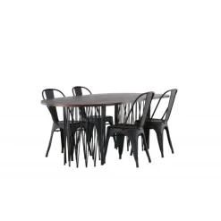 Spisebordssæt Stone med Tempe stole - Sort og Mocca